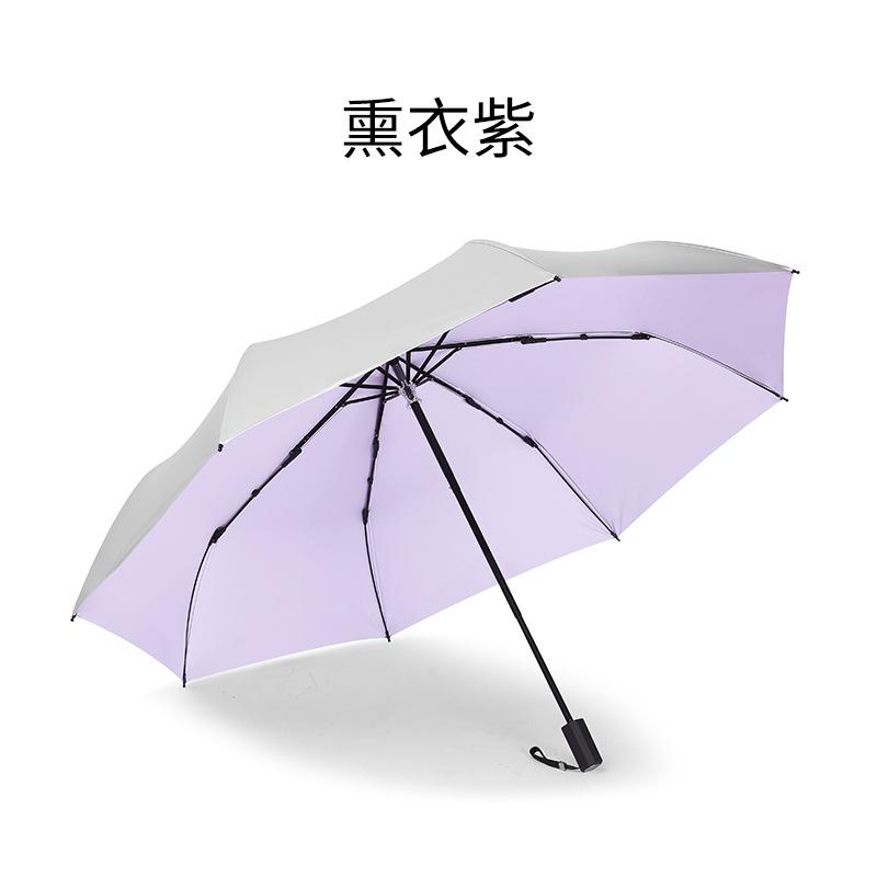 Titanium silver glue three-fold hand open umbrella sunscreen parasol small fresh pocket weather and rain vinyl folding umbrella