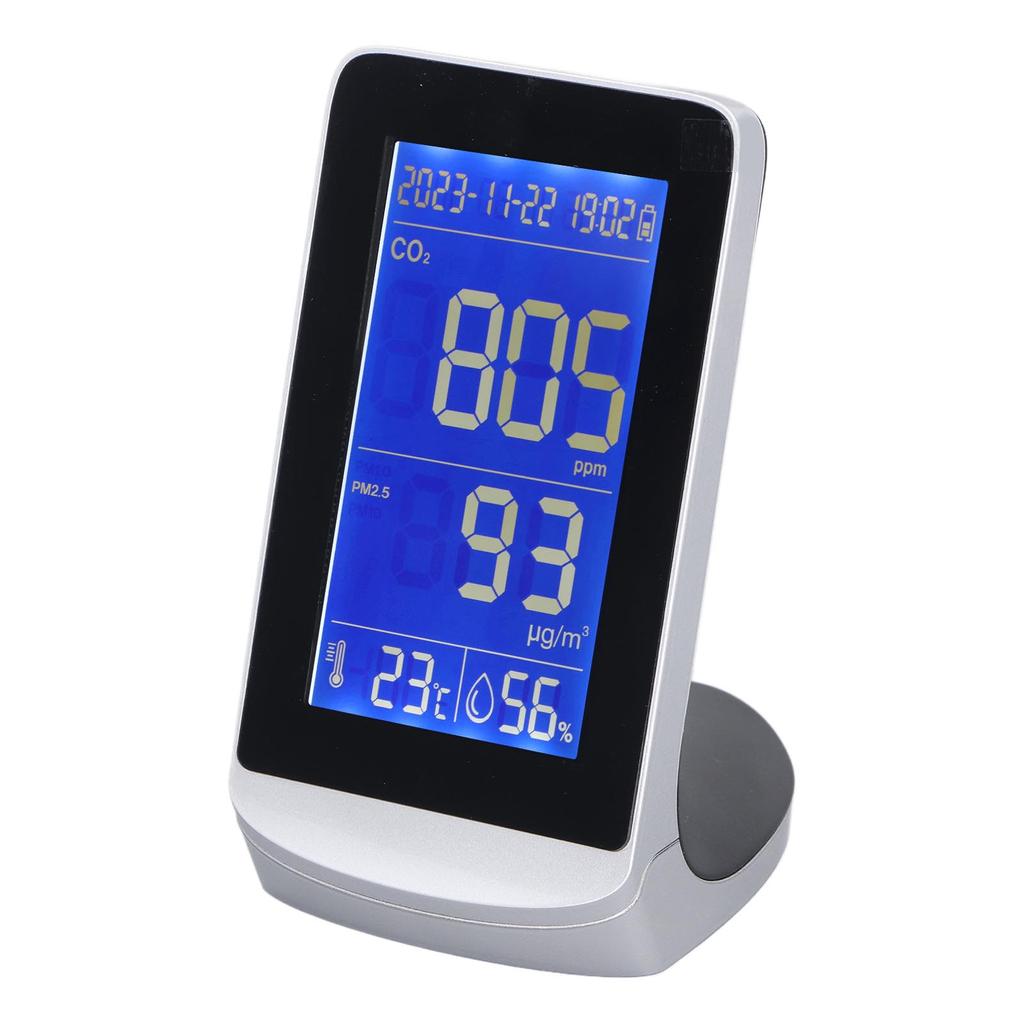Air Quality Monitor Digital Display CO2 PM1.0 2.5 10 Temperature Humidity Detector with Low Battery Warning