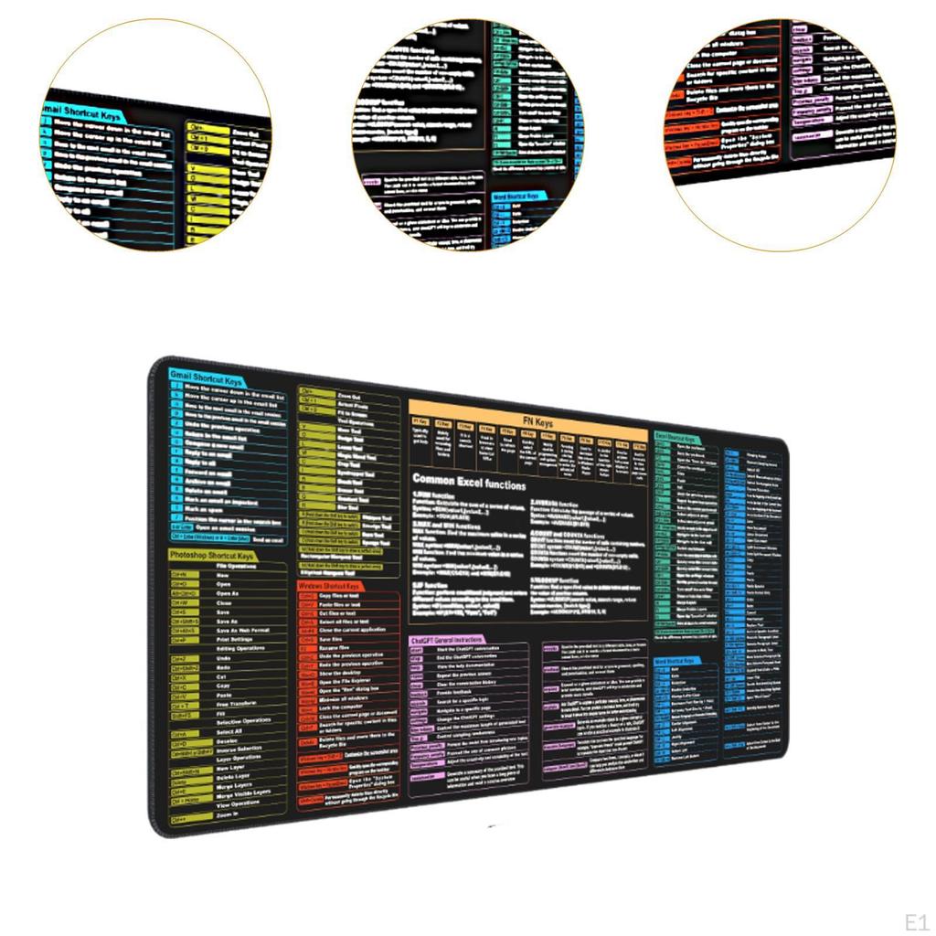 Computer Pad with Excel Shortcuts Keyboard Mat Comfortable Office Desk Accessories