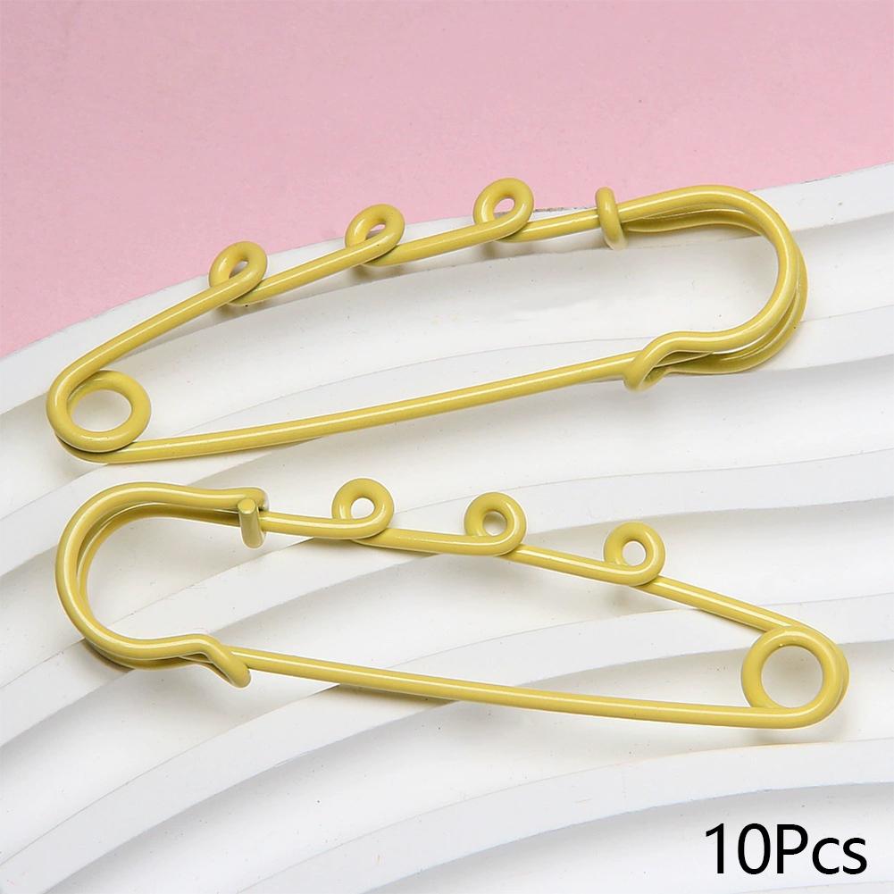 10pcs Metal Safety Pins Brooch Sewing Clothes Pins With 3Loops For Tags DIY Crafts Jewelry Making Findings