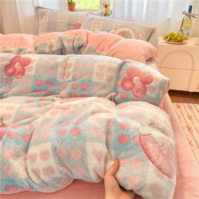 

1pc Super Warm Quilt Cover for Winter Thick Soft Flannel Coral Fleece Duvet Cover 220x240cm Queen Bed Cover (without pillowcase) Single150x200cm 1pc&Duvet Cover