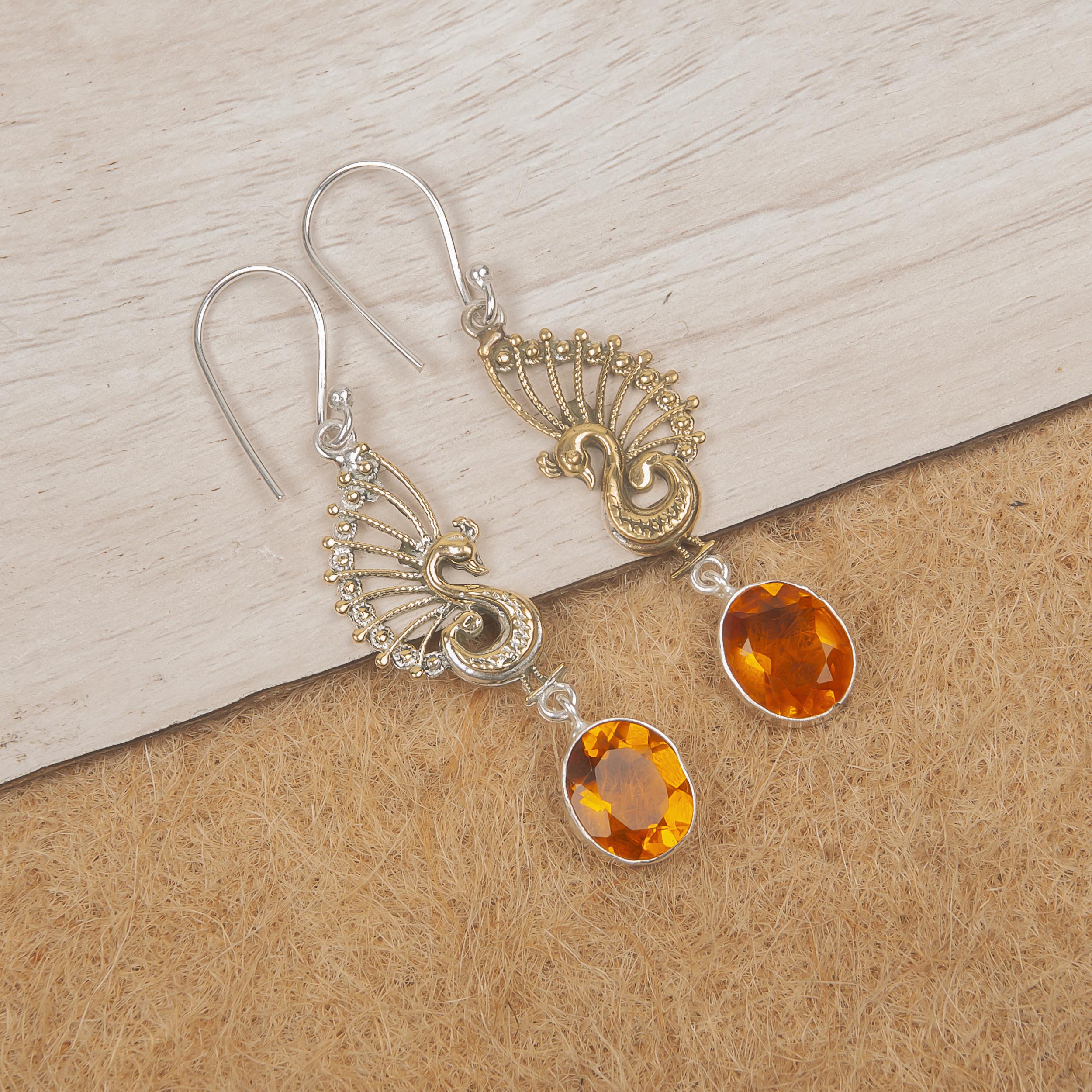 

Citrine Earrings, 925 Solid Sterling Silver Gemstone Jewelry, Handmade Earrings, For Thanksgiving 2.37 Inches жовтий