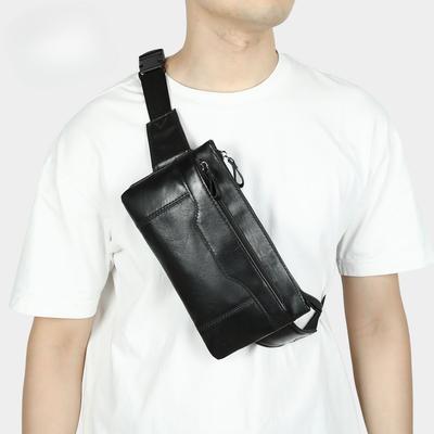 Pánská náprsní taška z pravé kůže Crossbody taška Všestranná, Módní a Vysoce kvalitní ledvinka Pouzdro na mobilní telefon