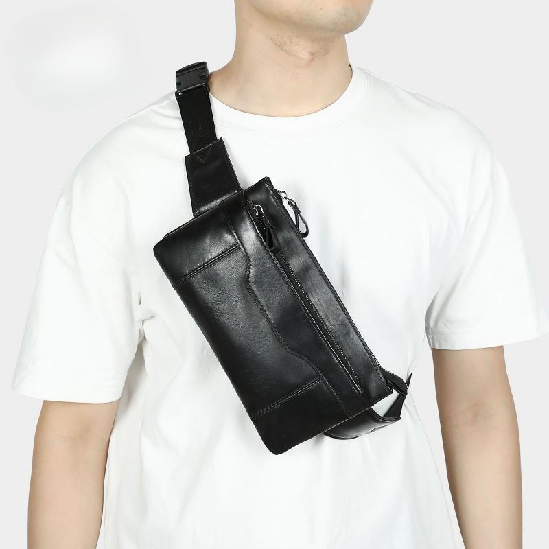 Genuine Leather Men's Chest Bag Crossbody Bag Versatile, Fashionable and High-quality Waist Bag Mobile Phone Case