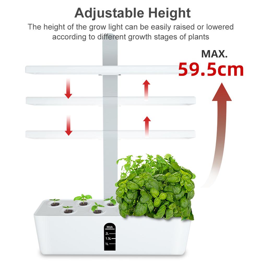 Hydroponics Growing System Indoor Herb Garden Kit Automatic Timing Height Adjustable LED Grow Lights Smart Water Pump for Home
