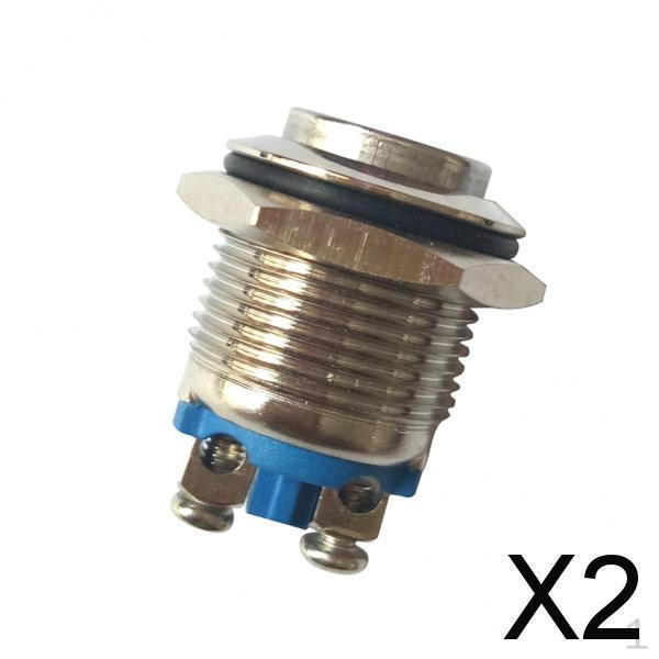 

2x Waterproof 16mm Brass Metal Momentary Push Button Switch Copper Contact