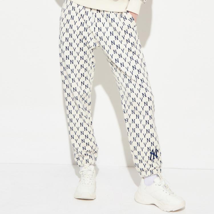 New MLB Monogram MLB Basic Logo Knitted Sweatpants Unisex Cream 3ATPM0121-50CRS