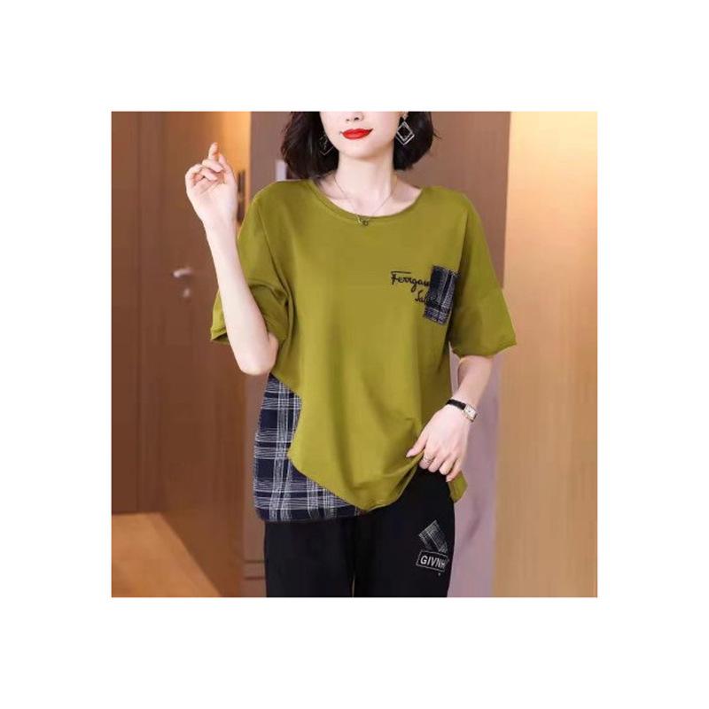 

Топ большого размера, стройнящий, имитация двойки, с круглым вырезом - с коротким рукавом, закрывающий живот, универсальная летняя футболка 3XL