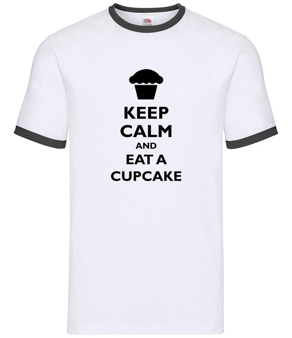Keep Calm And Eat A Cupcake - Mens Ringer - Cake Food Bake Baker Baking XXXXL