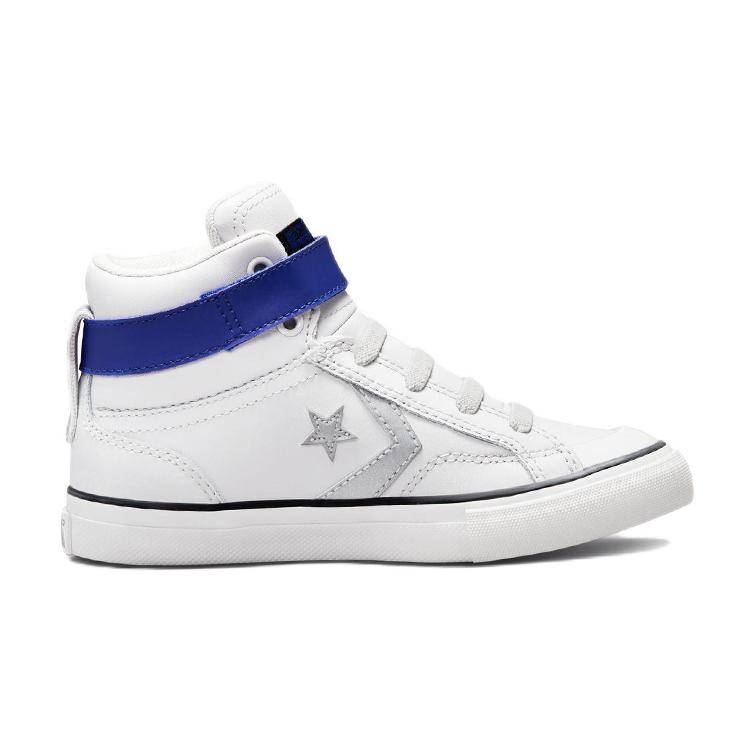 Converse Pro Blaze Strap Casual Abrasion Resistant High top Skateboard Shoes Silver Gray Kids' 672123C