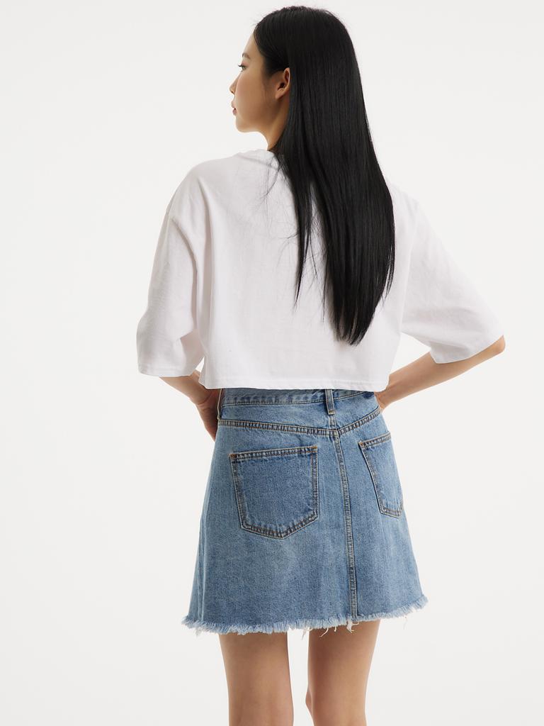 Unknown Planet Up-412 Asymmetrical Denim Wrap Skirt