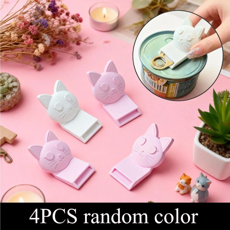 1/4PCS Handheld Can Opener, Cat Shaped Can Opener, Suitable for Various Pull Tab Cans, Sturdy Kitchen Tools, Portable Can Opener