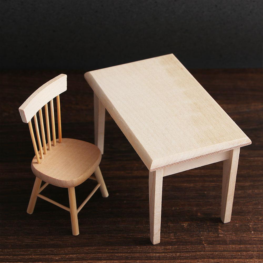 Ornament 1/12 Scale Wooden Mini Tiny Decorative Chair Dollhouse Furniture Dining Room Table