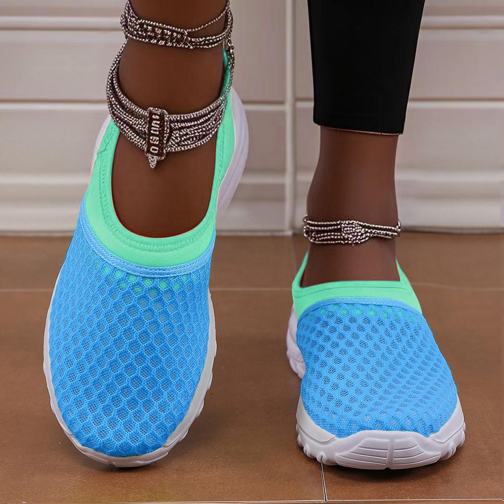 Women's Slippers, Summer Mesh Breathable, Family Indoor Slippers, Women's Thick-soled Slide, Fashionable Walking Shoes, Chanclas