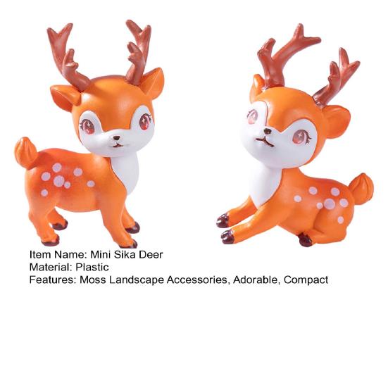 2 ks Mini Figurky Sika Jelena Ručně malované Miniatury Jelena Mini Zvířecí Sošky pro Pohádkové Zahrady Bonsai Mikro Krajina