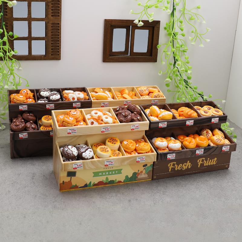 37Pcs Dessert Rack Mini Food Toys Dollhouse Miniature Bread Cabinet Handcrafted Simulation Model Supermarket Scene Ornaments
