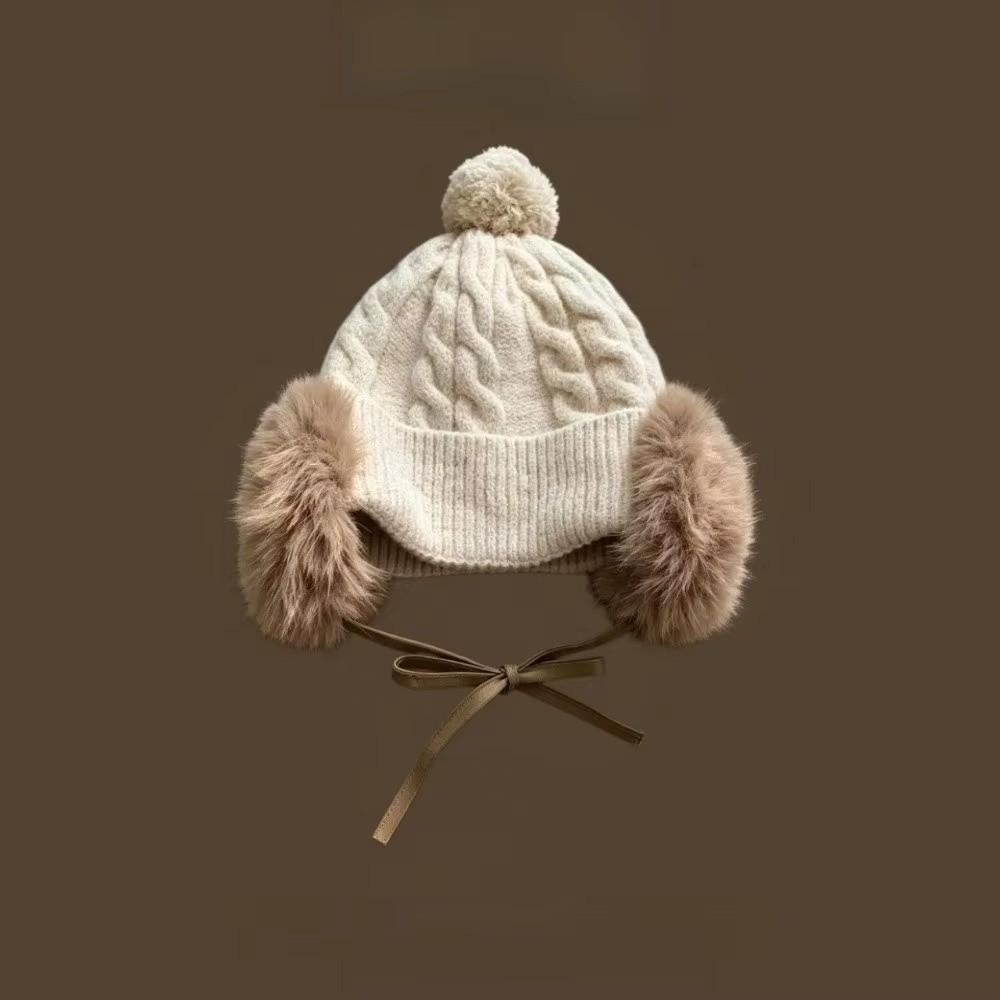 Large Head Circumference Knitted Trapper Hat Plush Wool Cap Cloth Accessories
