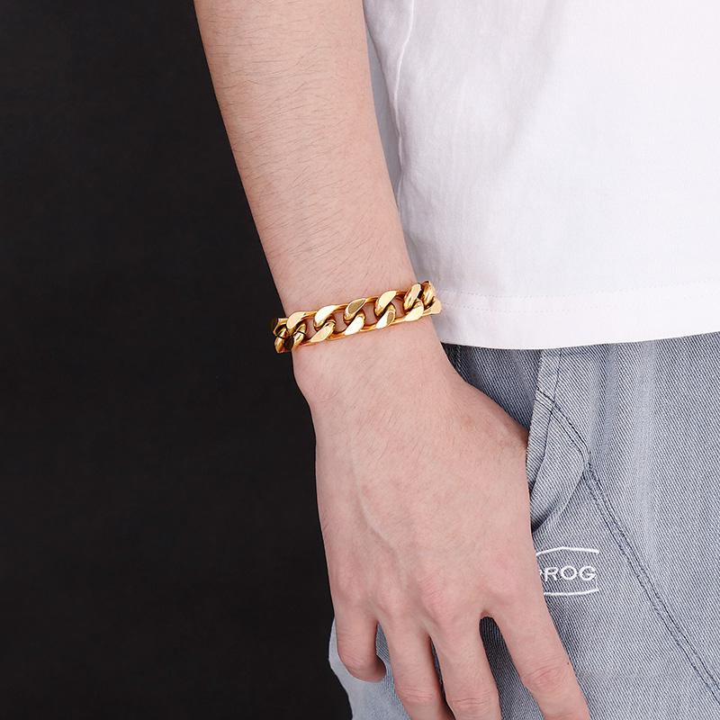 12.5mm Vintage Cuban Chain Stainless Steel Bracelet for Men Simple Hip Hop Charm Accessories Fashion Holiday Shiny Jewelry Gifts