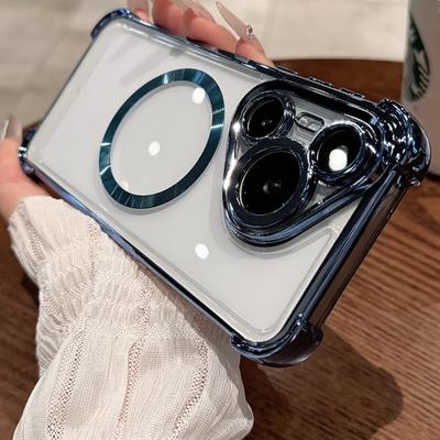 Pouzdro Pro Pura 80 Pro Měkké TPU Magnetické Bezdrátové Nabíjení Kryt Pro Huawei Pura 70 Pro + 80 Ultra Čirá Fólie Na Čočku Pokovené Silikonové Pouzdra