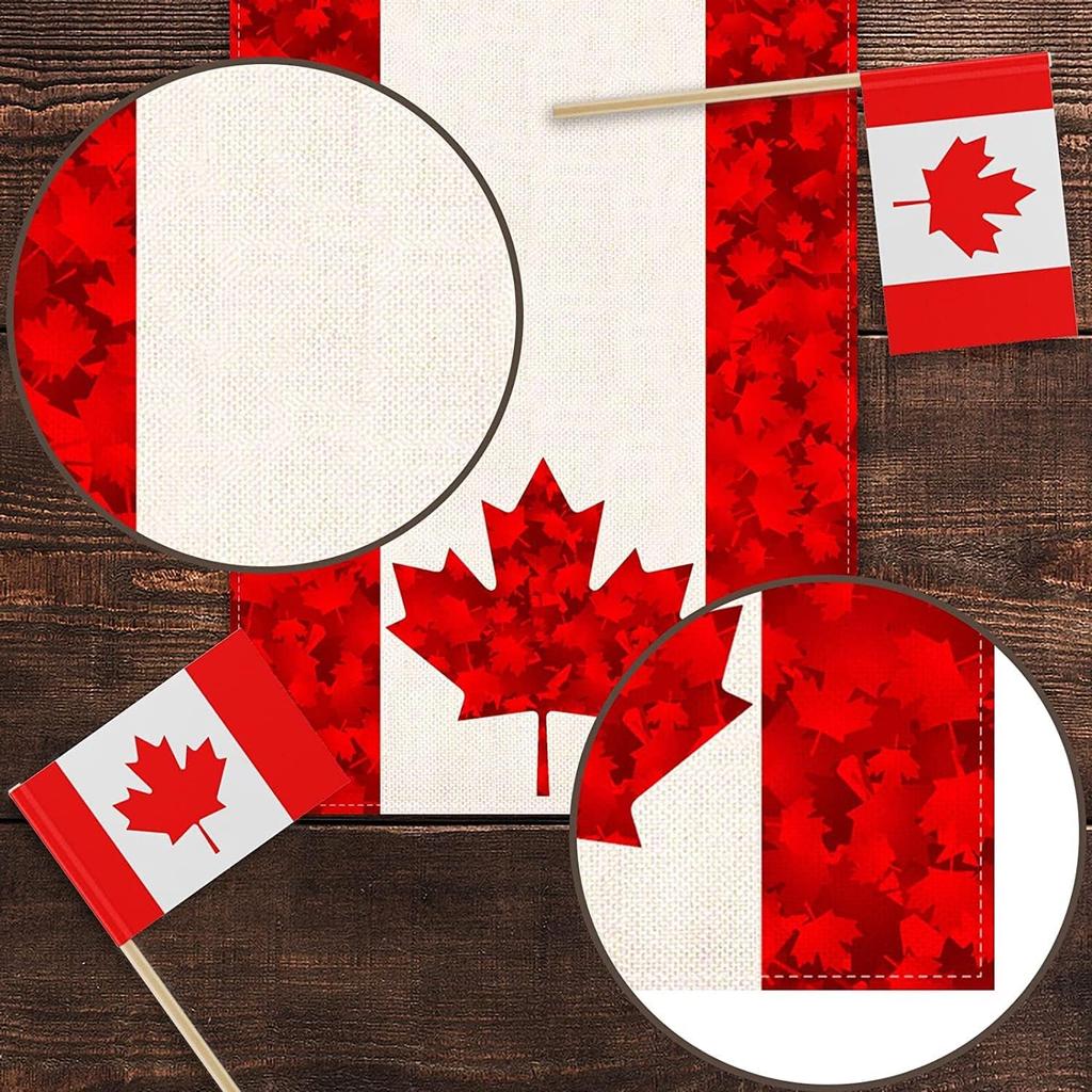 Happy Canada Day Table Runner Canadian National Day Maple Leaf Tablecloth Holiday Party Kitchen Dinning Home Decoration (13" X 36")