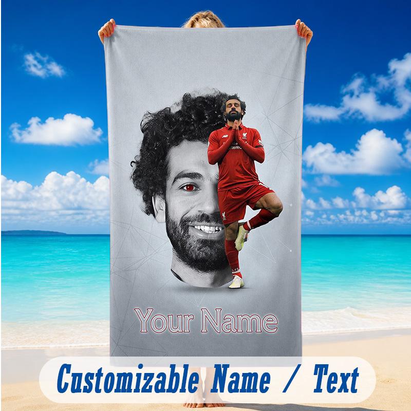 Beach Towel Custom Name Text, Quick Dry Large Towel For Beach HomeMohamed Salah