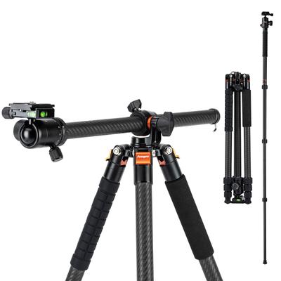 Fotopro Kulfiber 160cm Overhead Fotografering Stativ Vandret Kamera Stativ 360 Graders Kuglehoved med Hurtigudløserplade DSLR Maks. Belastning 10 kg Sort