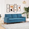 VidaXL 3-seater Sofa with Decorative Pillows Blue 180 Cm Velvet, Sofa, Living Room Sofa, 3-seater Velvet Sofa, 3278238