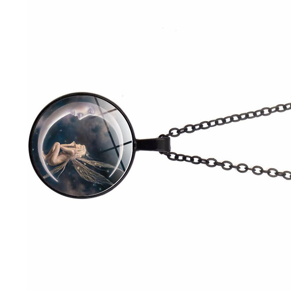 Unisex Necklace Vintage Moon Angel Antique Girl Sweater Neck Pendant Jewelry Birthday Gift