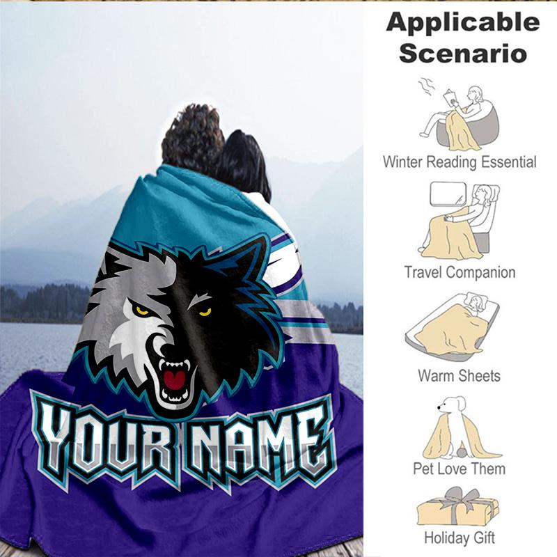 Custom Name Blanket Timberwolves Logo Blanket Bedding Blanket for Travel, Camping, Living Rooms, Offices, Sofas, Fan Christmas gift
