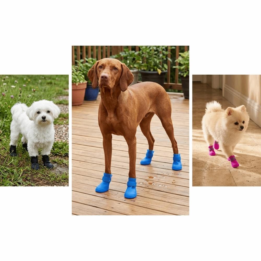 

4pcs Flexible Pet Rain Boots Waterproof Waterproof Dog Boots Dog Rain Shoes Outdoor Travel M фіолетовий