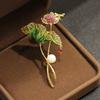 Sun Cloud, National Style, National Style, High-end Epoxy Lotus Leaf Lotus Brooch Temperament, Gold-plated Exaggerated Pin Brooch Woman