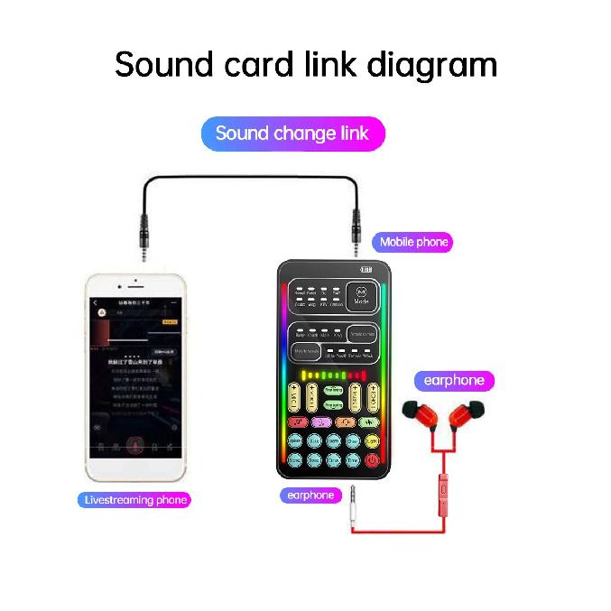 i9 Voice Changer With Earphone With Microphone Mini Sound Card Audio Effect Bluetooth-Compatible Live Sound Cards Voice Tool