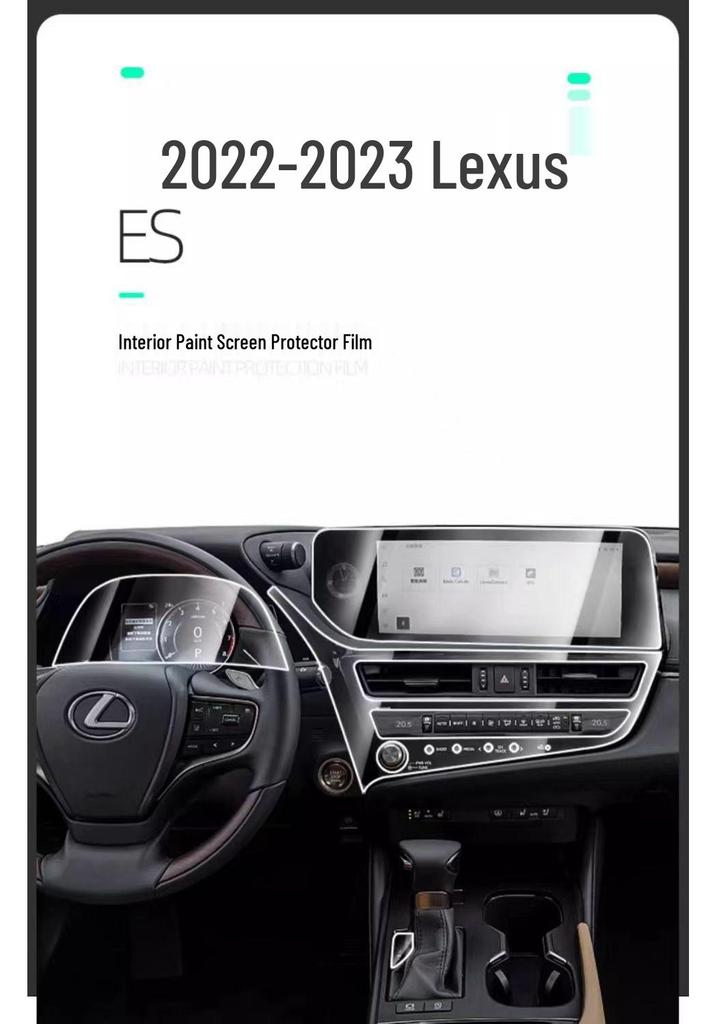 Lexus ES 2018-2024 Interior Protection Film: TPU Console, Screen, Gear Shift & Door Stickers