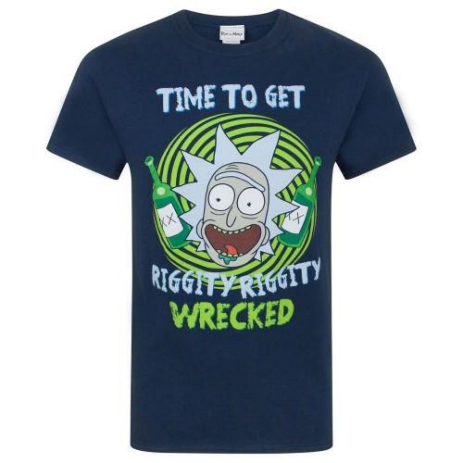 

Rick And Morty Mens Riggity Riggity Wrecked T-Shirt S чёрный