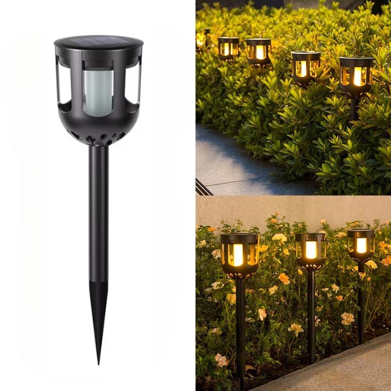 Garden Solar Flame Lights Solar Garden Decor Ambience Lights Outdoor Waterproof Landscape Lamp Ground-Insert Shadow Lawn Patio Light 1PC