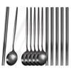 12Pcs Household Black Gold Cutlery Set Flatware Chopsticks Spoon Stainless Steel Dinnerware Set Luxury Korean Tableware Set