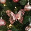 3Pcs New Christmas Decoration Butterfly Christmas Tree Pendant Glitter Simulation Butterfly Scene Atmosphere Props