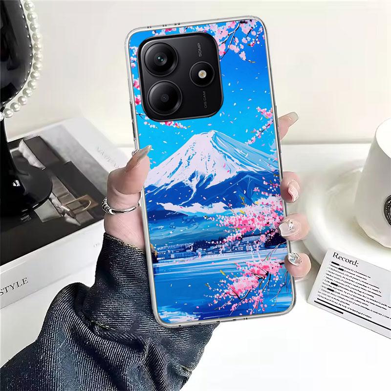 Japanese Cherry Mount Fuji Soft Phone Case For Xiaomi Redmi Note 15 14 14S 13 12 Pro Plus 12S 11 11S 11E 10 10S 11T 5G Fundas Co