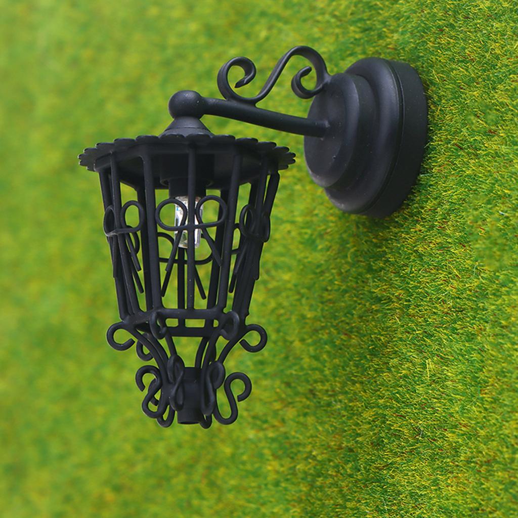 Miniature Hollowed Wall Sconce 1/12 Black Metal Wall Lamp for Dollhouse Living Room Hallway Garden Scene Decoration
