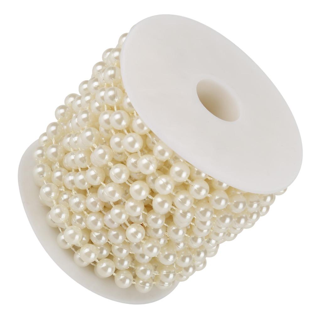 8mm Size Pearl Beads Garland White Faux Pearl Beads Garland Beige Color 10M Pearl Bead Roll Floral Centerpieces