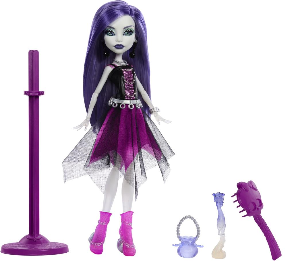Monster High Booriginal Creeproduction Sběratelská replika panenky Spectra Von Dergeist, mazlíček fretka, stojánek, deník, Ruen.