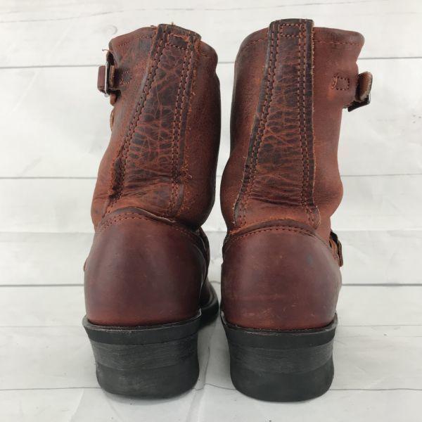 FRYE Genuine Leather Engineer Boots [23.0 / Brown] Women's Adjustable Belt Oil-Resistant Sole Short Boots(USED)