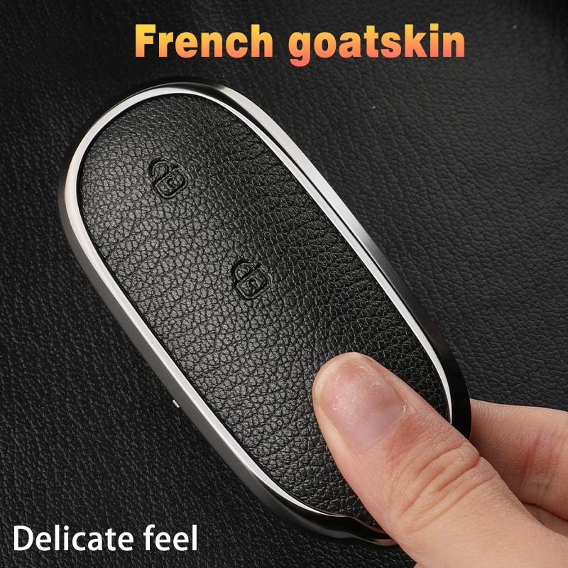 For Lixiang L9 L7 L8 L6 Key Fob Cover Leather Car Case Aluminum Buckle Alloy Keychain Accessories G4B7 Li Auto Inc