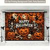 1 piece of 2D flat background fabric, Halloween pumpkin ghost creative pattern background fabric, indoor photo background