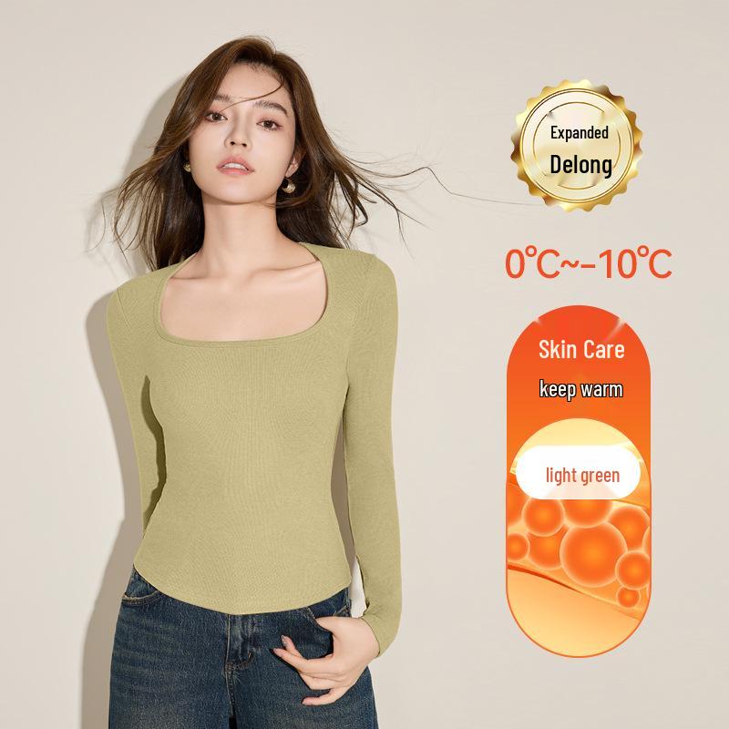 

10A Antibacterial Women s Warm Velvet Long-Sleeve Top with Chest Pads, Self-Heating for Autumn/Winter XL (60-67.5 kg) світло-зелений колір