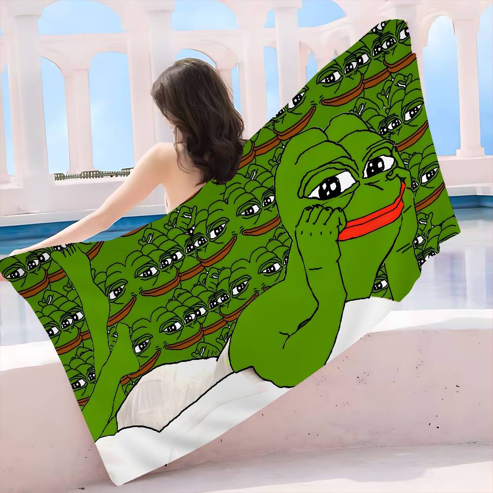 Popular Internet Meme Sad Frog Game Bath Towel Microfiber Soft Water Absorbing Breathable For Girl Kids Decorative Beach Towel