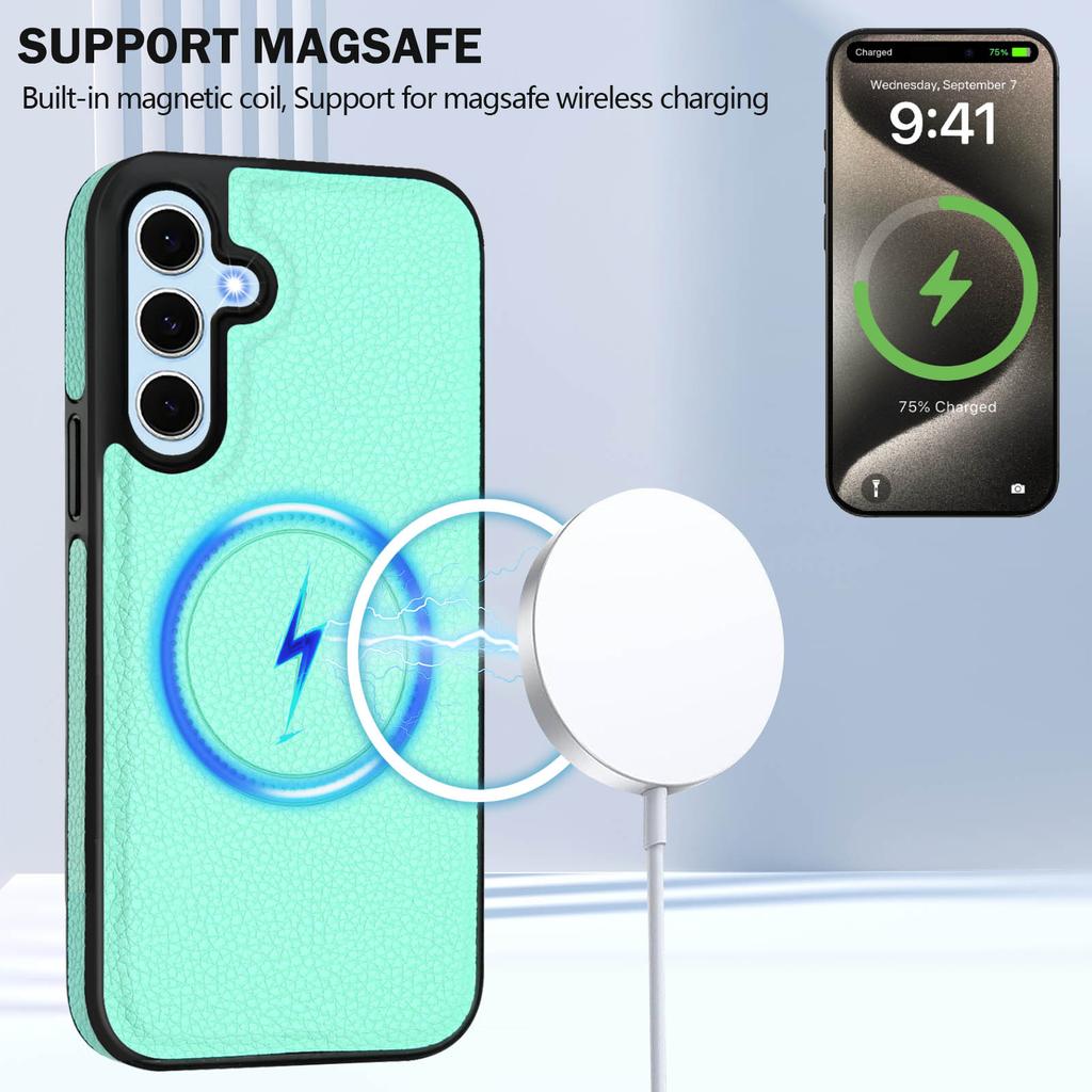 For Samsung Galaxy S24 Magnetisk deksel TPU+PU Lær Telefon Bakdeksel med Avtakbar Kortholder