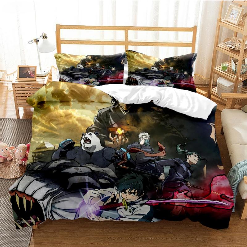 Jujutsu Kaisen Bedding Set Quilt Cover Pillowcase Anime Figure Satoru Gojo Bed Bedroom Duvet Cover Decor Beddings Suit Kids Gift
