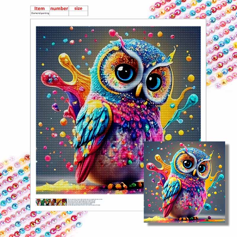 New Arrival 5D DIY Full Circle Diamond Painting "Colorful Owl" Embroidery Cross Stitch Home Decor Gift