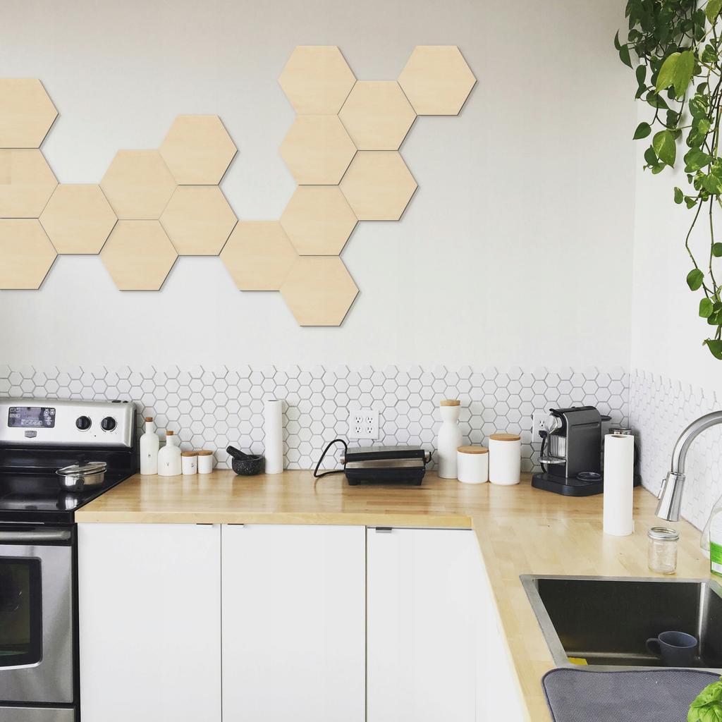 Wooden hexagon wall panel. Hexagon wall panel for the living room, 1 piece.